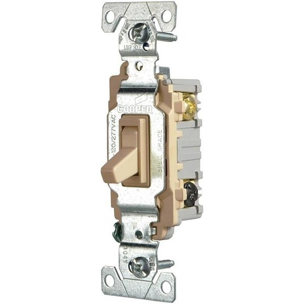 Eaton Wiring Devices Toggle Switch, 15 A, 120277 V, 3 Position, Screw Terminal, Ivory CSB315STV-SP